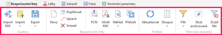 Ovládací lišta