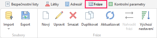 Záložka Fráze