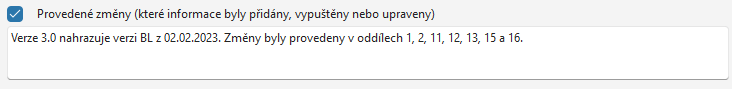Změny v oddílech