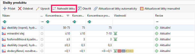 Nahradit látku