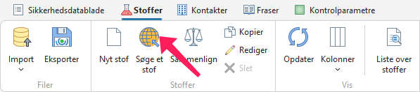 Søgning efter et stof i ECHA