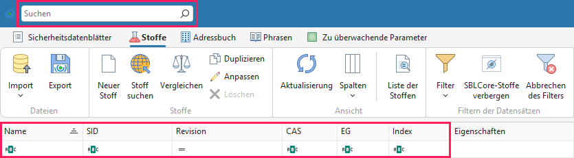 Stoffsuche