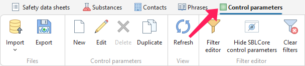 Control parameters