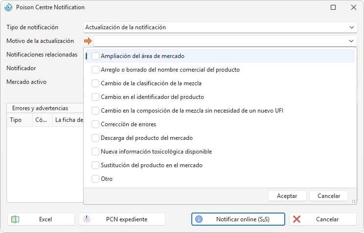 Motivos de actualización
