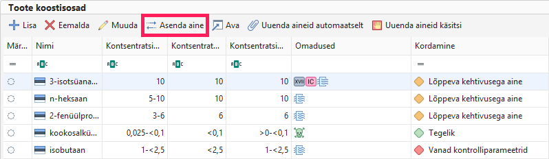 Asenda aine