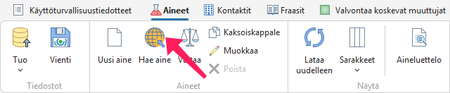 Aineen hakeminen ECHA:sta