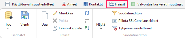 Fraasit-välilehti