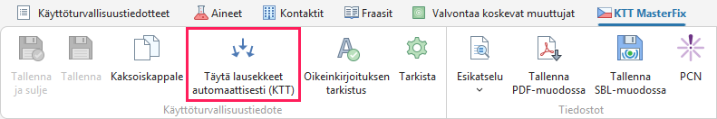 Vakiolausekkeiden täyttäminen