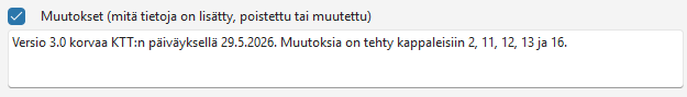 Muutokset kohdissa