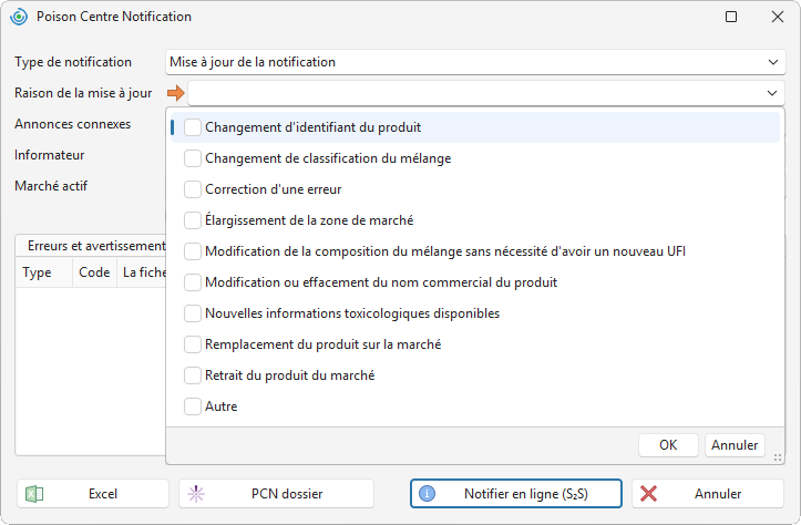 Motifs de mise à jour