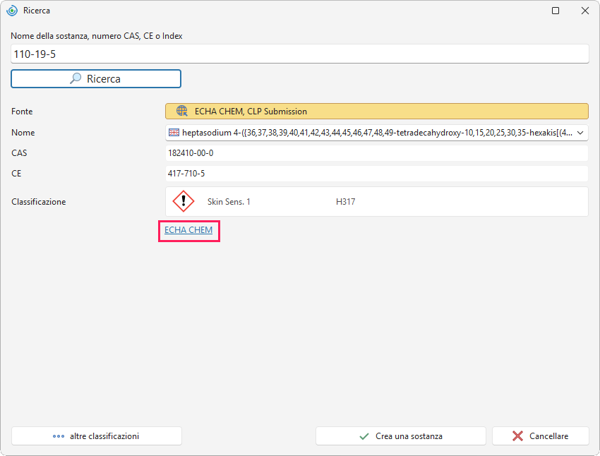 Link al sito web ECHA CHEM