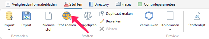 Een stof zoeken bij ECHA