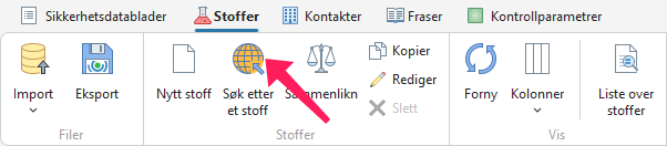 Søk etter et stoff hos ECHA