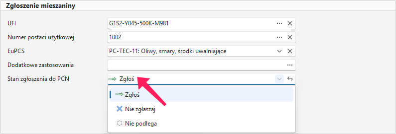 Stan zgłoszenia