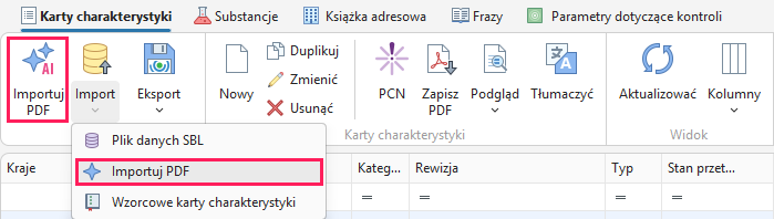 Przycisk AI import