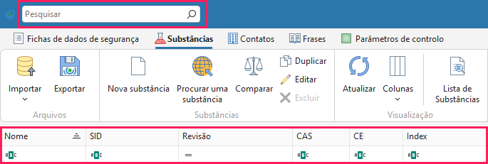 Procurar uma substância