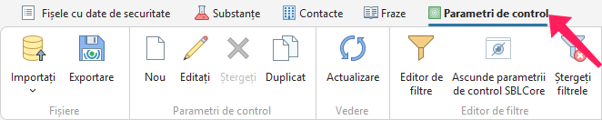 Parametri de control