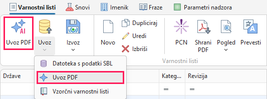 Gumb AI uvoz