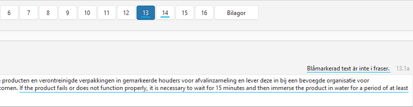 Oöversatt blå text