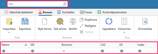 Söka efter ämne