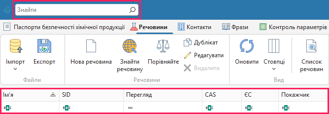 Пошук речовини